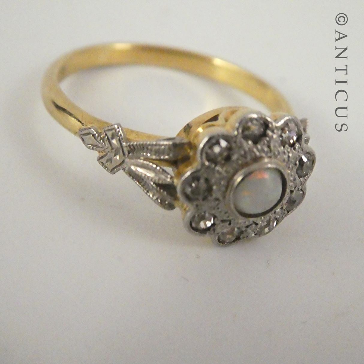 Art Deco Opal and Diamond Ring.