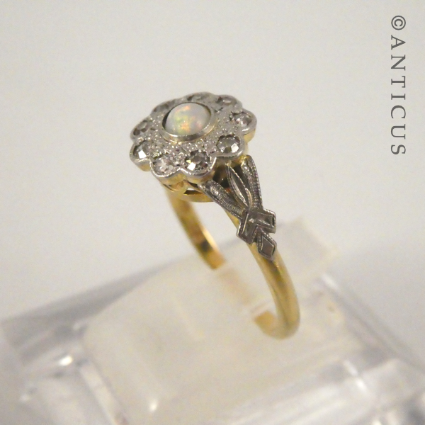 Art Deco Opal and Diamond Ring.