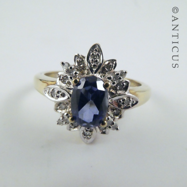 Sapphire and Diamond Cluster Ring.