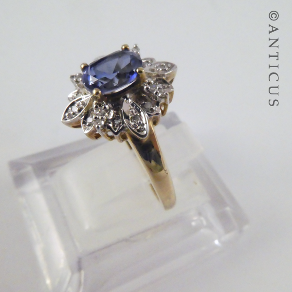 Sapphire and Diamond Cluster Ring.