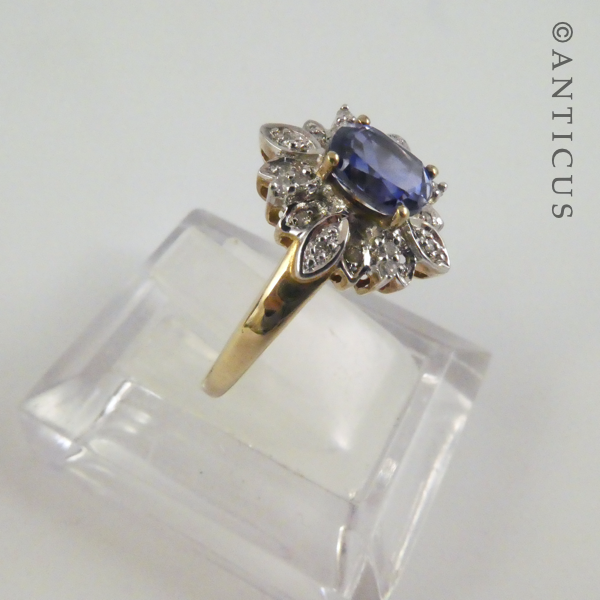 Sapphire and Diamond Cluster Ring.