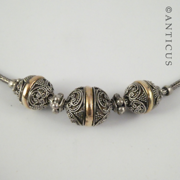 Silver Snake Chain and Spheres Necklace