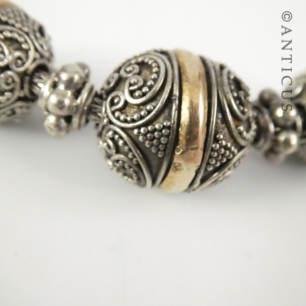 Silver Snake Chain and Spheres Necklace