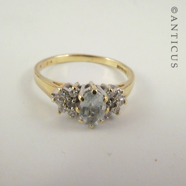 Gold, Diamond and Aquamarine Ring.