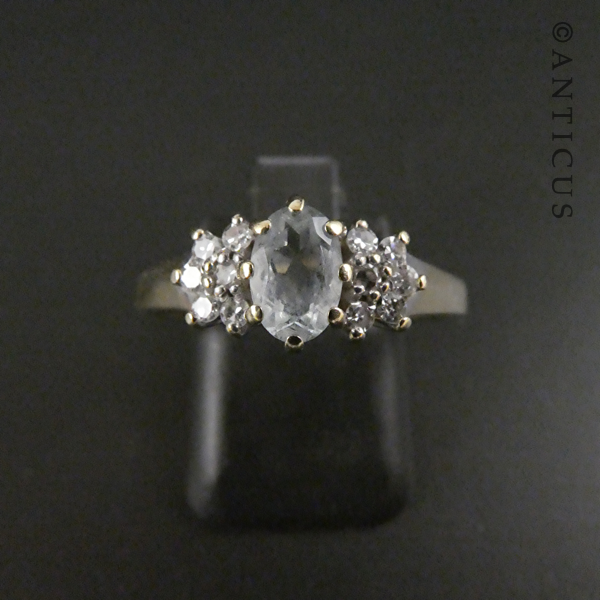 Gold, Diamond and Aquamarine Ring.