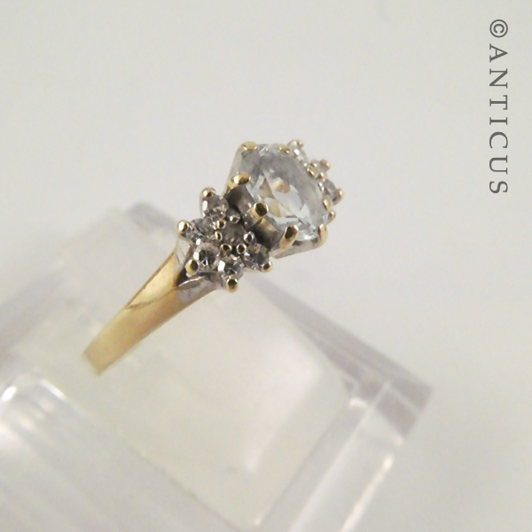 Gold, Diamond and Aquamarine Ring.