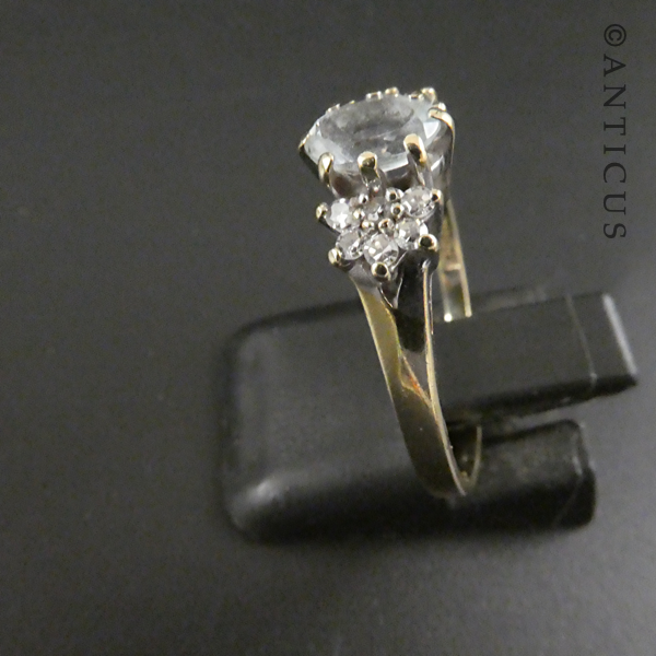 Gold, Diamond and Aquamarine Ring.