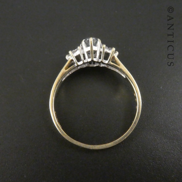 Gold, Diamond and Aquamarine Ring.