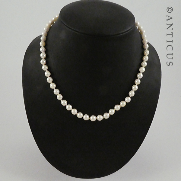 Pearl Necklace with Silver Gilt Clasp.