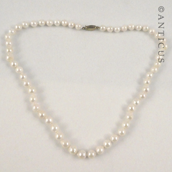 Pearl Necklace with Silver Gilt Clasp.