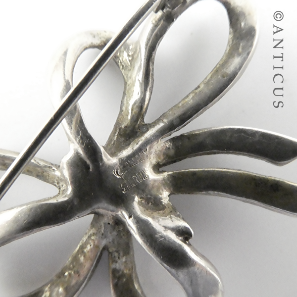 Pretty Marcasite and Silver Bow Brooch.