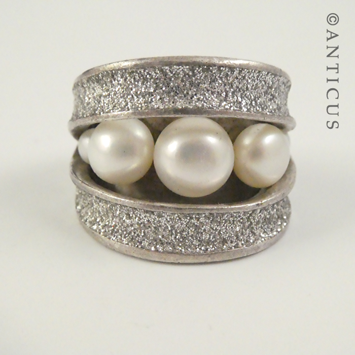 Heavy Silver and Pearl Custom-Made Ring.