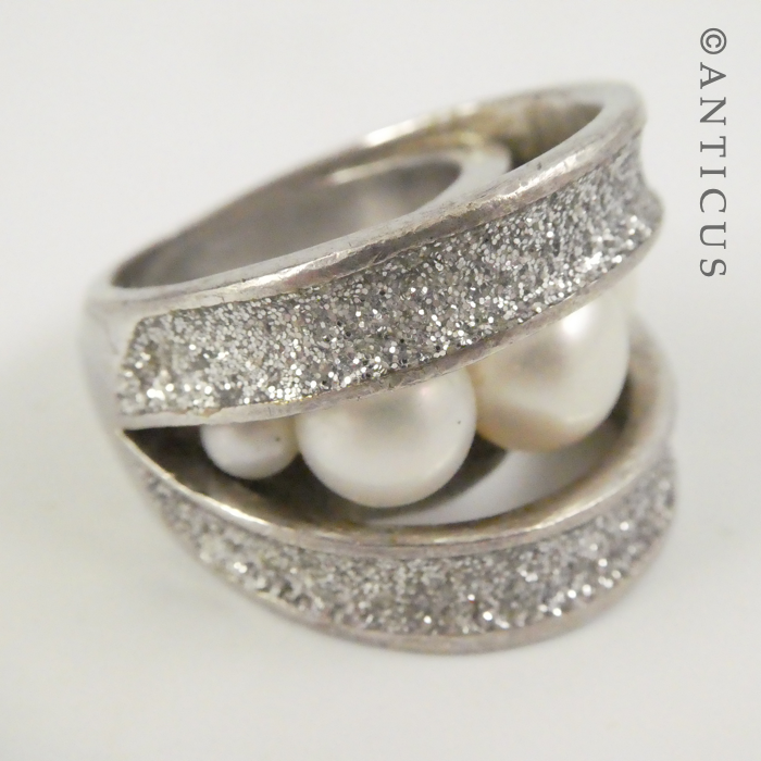 Heavy Silver and Pearl Custom-Made Ring.
