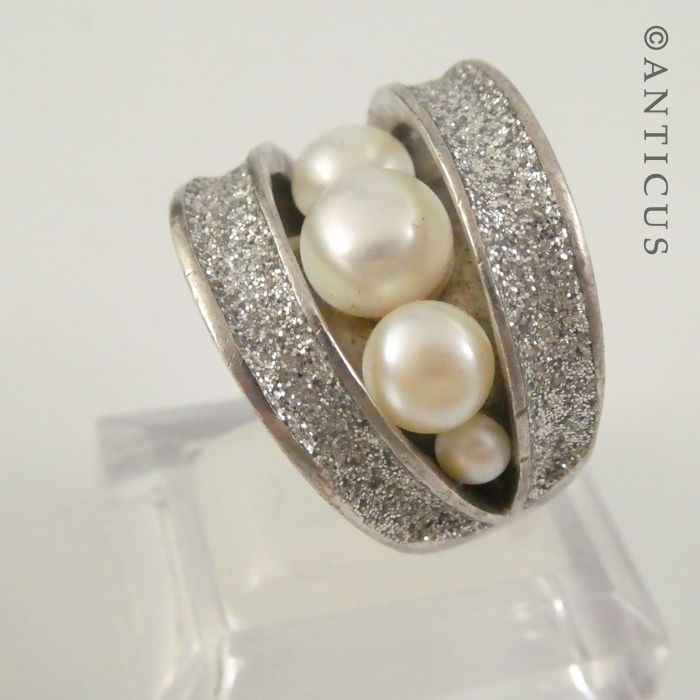 Heavy Silver and Pearl Custom-Made Ring.