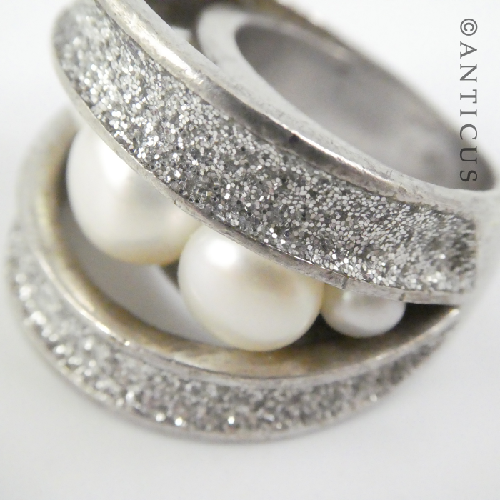Heavy Silver and Pearl Custom-Made Ring.