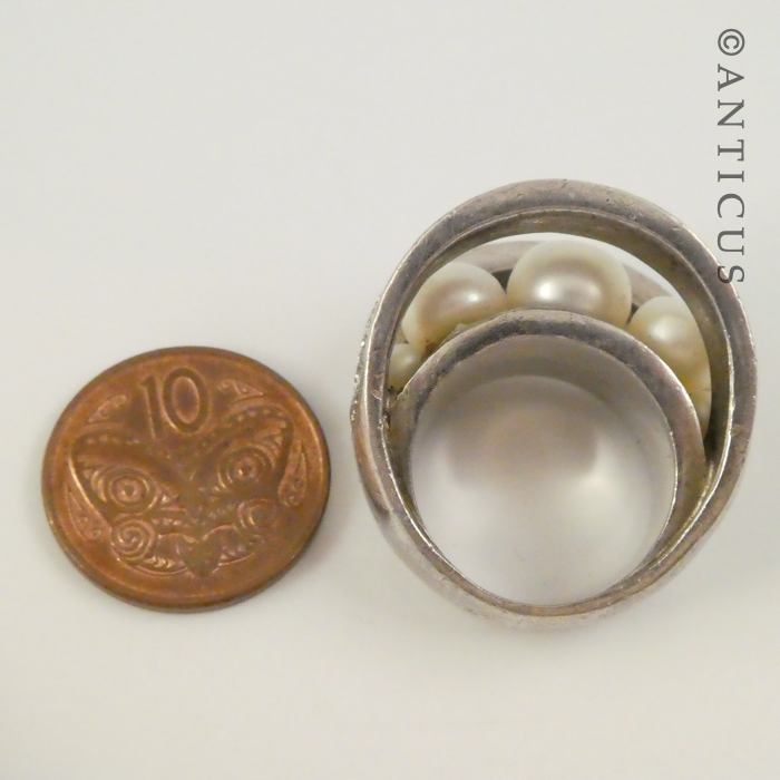 Heavy Silver and Pearl Custom-Made Ring.