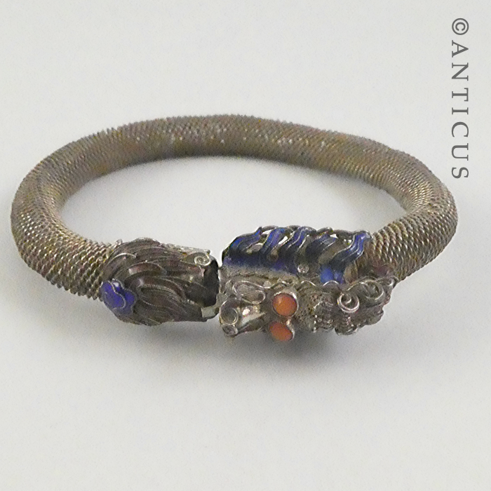 Chinese Enamelled Dragon Bracelet with Mesh.