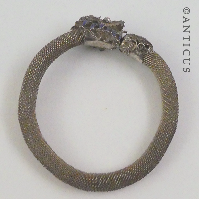 Chinese Enamelled Dragon Bracelet with Mesh.