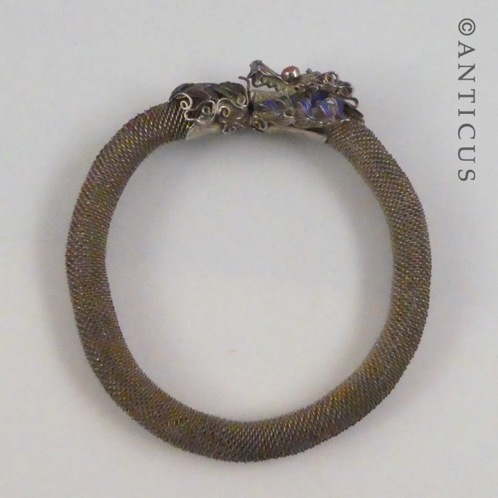 Chinese Enamelled Dragon Bracelet with Mesh.