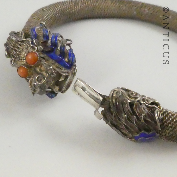Chinese Enamelled Dragon Bracelet with Mesh.