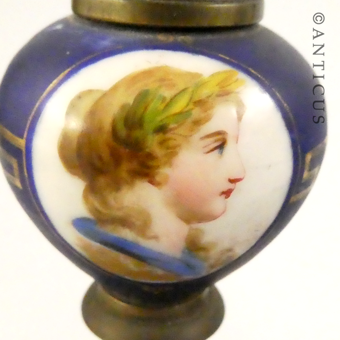 Pair of Vintage French Porcelain & Brass Candlesticks.