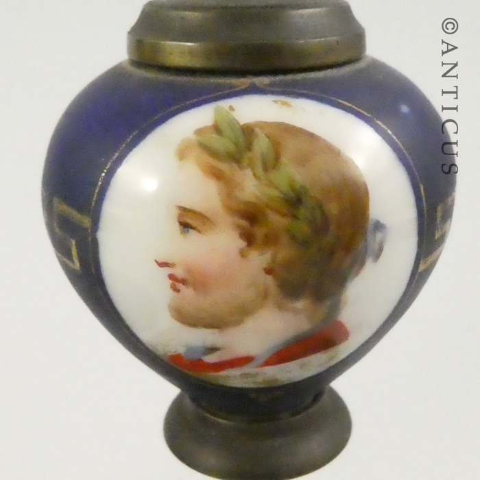 Pair of Vintage French Porcelain & Brass Candlesticks.