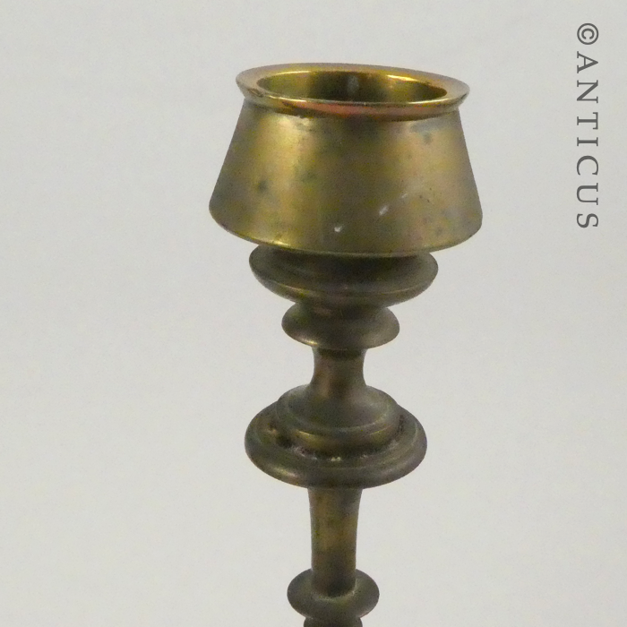 Pair of Vintage French Porcelain & Brass Candlesticks.