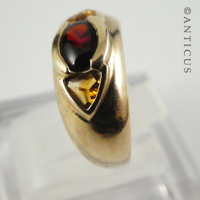 Gold, Cabochon Garnet and Citrine Ring