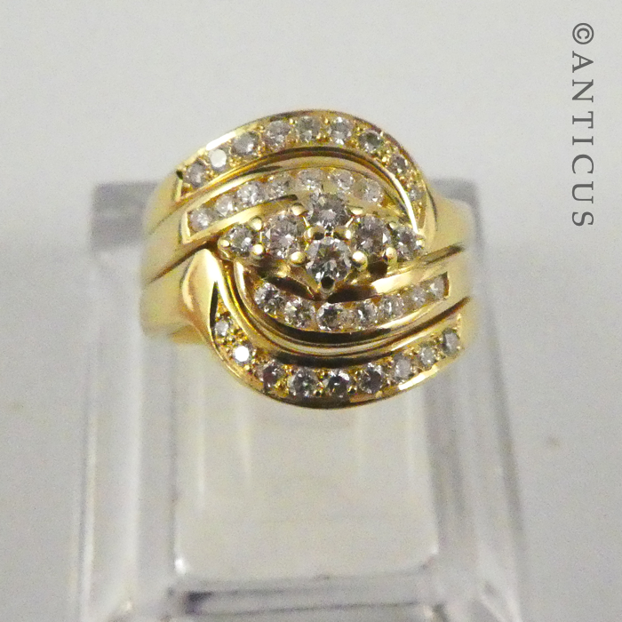 18ct Gold and Diamonds 3-Piece Ring Set.