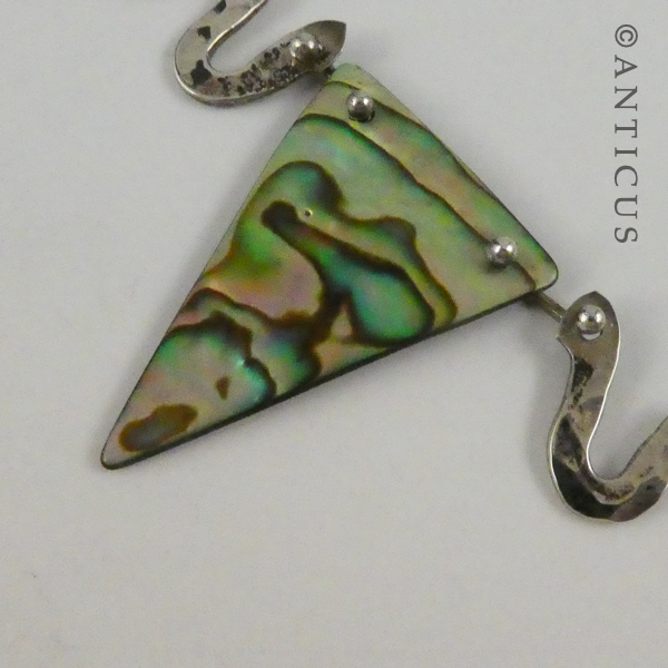 Beaten Silver and Paua Necklace.