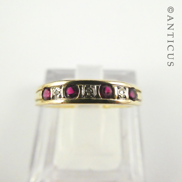 Gold, Diamond and Ruby Half Eternity Ring.