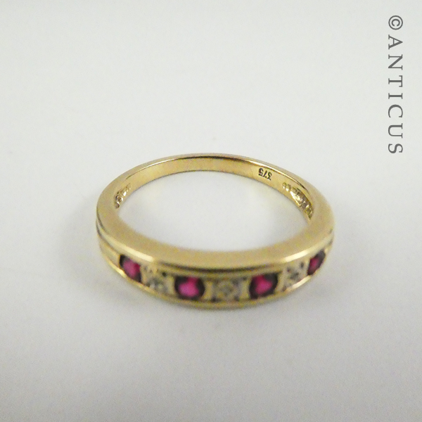 Gold, Diamond and Ruby Half Eternity Ring.