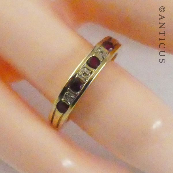 Gold, Diamond and Ruby Half Eternity Ring.