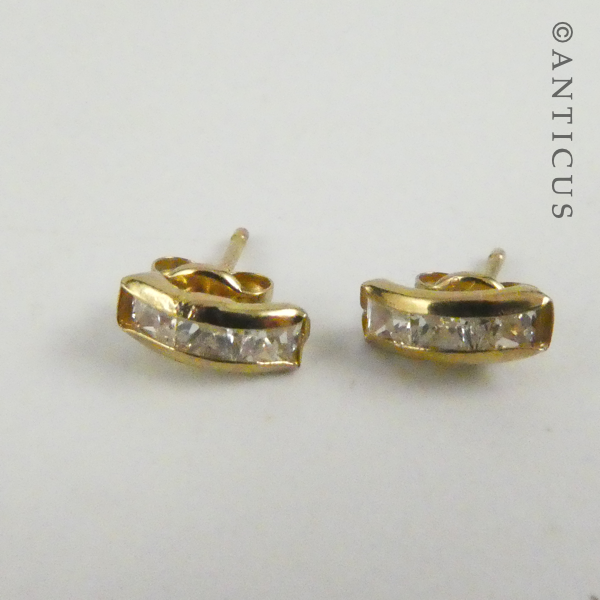 Gold and Cubic Zirconia Stud Earrings.