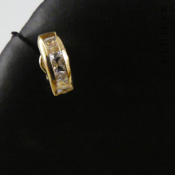 Gold and Cubic Zirconia Stud Earrings.