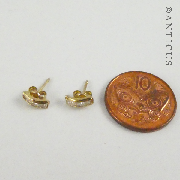 Gold and Cubic Zirconia Stud Earrings.