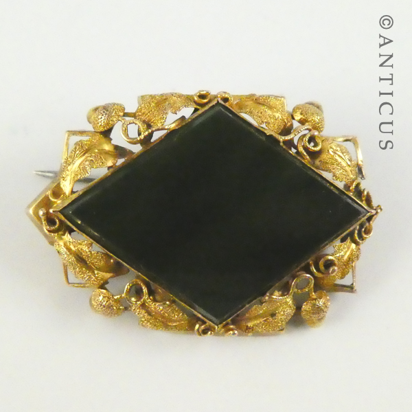 19th Century Gilded Pounamu Jade Brooch.
