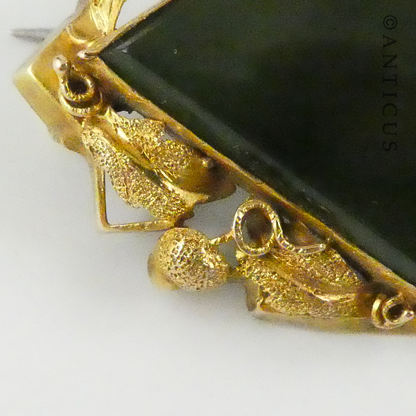 19th Century Gilded Pounamu Jade Brooch.