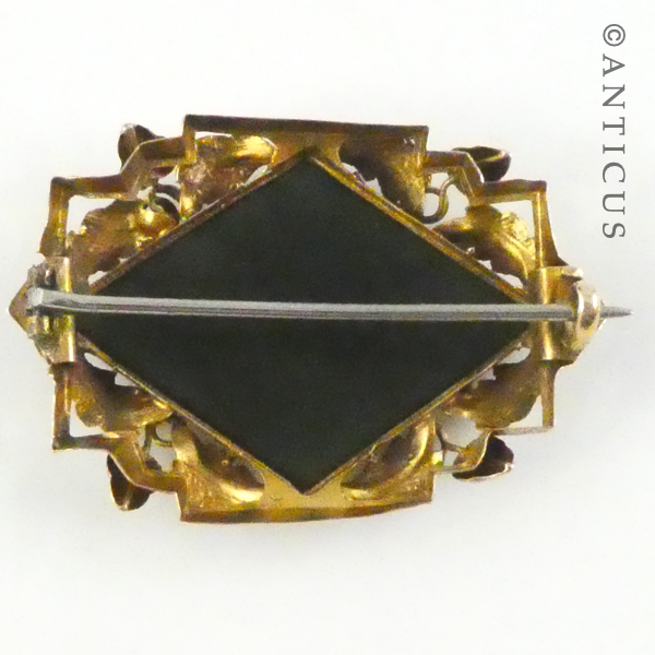 19th Century Gilded Pounamu Jade Brooch.