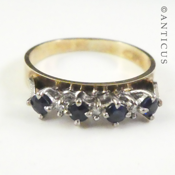Gold, Diamond and Sapphire Stacking Ring.