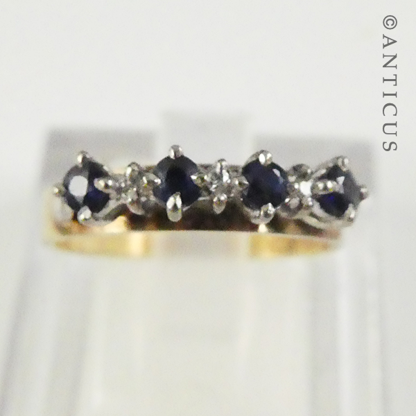 Gold, Diamond and Sapphire Stacking Ring.
