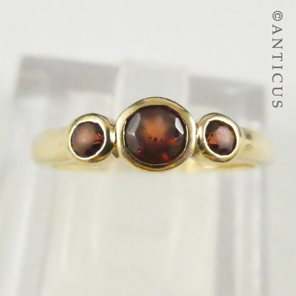 Modern Gold and Citrine Three Stone Ring.