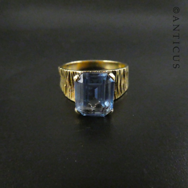 Gold and Blue Topaz Modernist Ring.