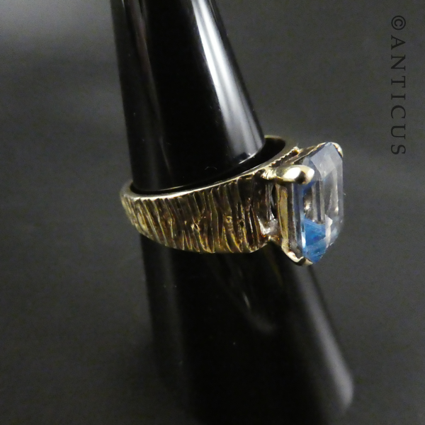 Gold and Blue Topaz Modernist Ring.