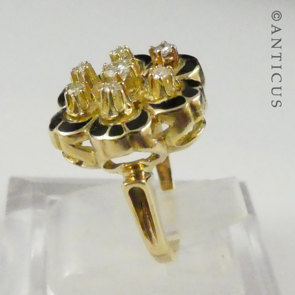 14ct Gold, Enamel & Diamond Ring with Valuation.