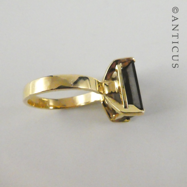 Large Smokey Topaz and Gold Ring.