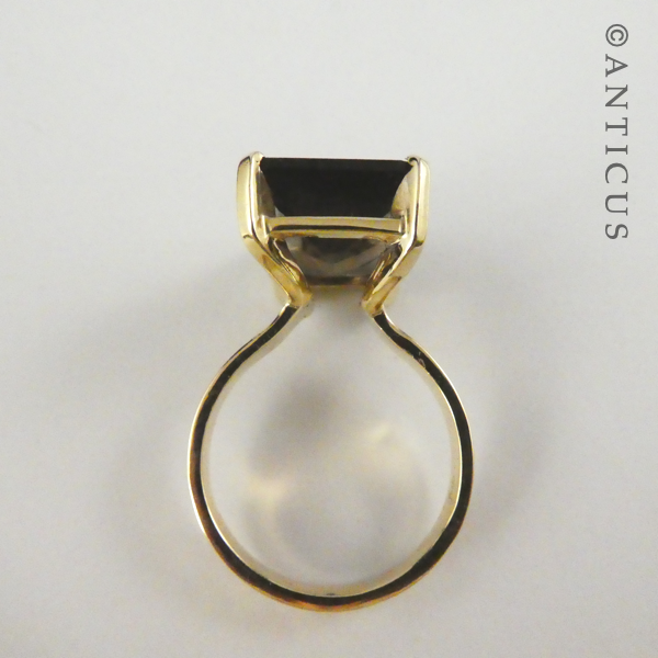 Large Smokey Topaz and Gold Ring.
