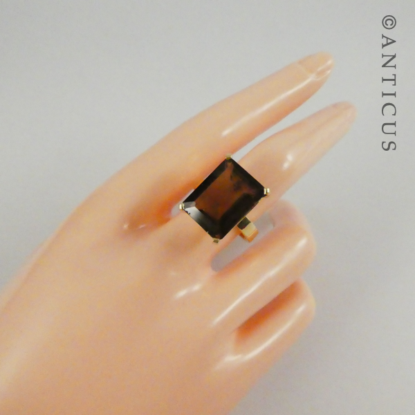 Large Smokey Topaz and Gold Ring.
