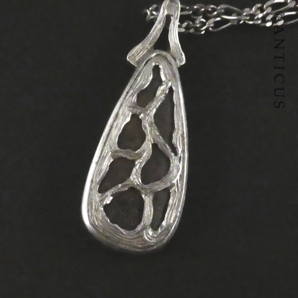 Handmade Silver and Opal Pendant on Chain.