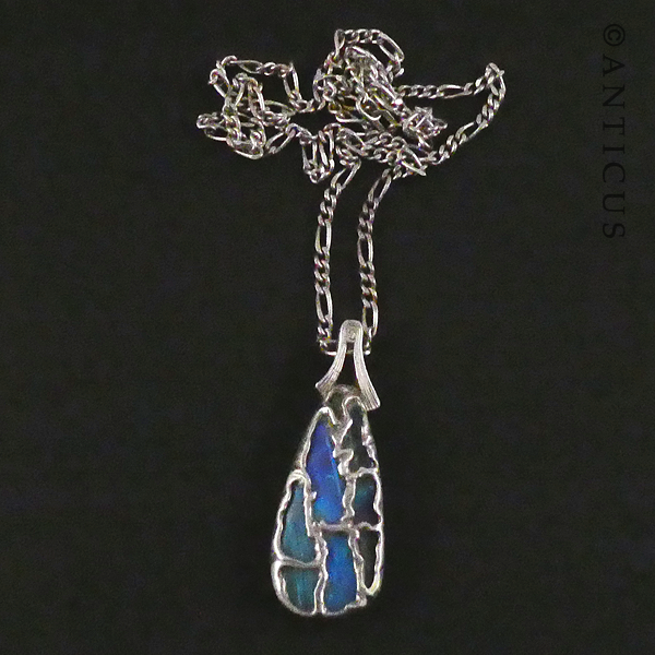 Handmade Silver and Opal Pendant on Chain.